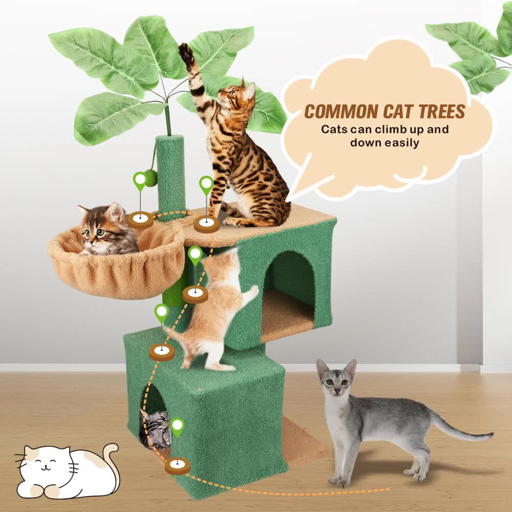VaKa 1.1M Cat Tree Scratching Post Palm Tree Cat Post Dangling Balls Cat Toy V465-51028