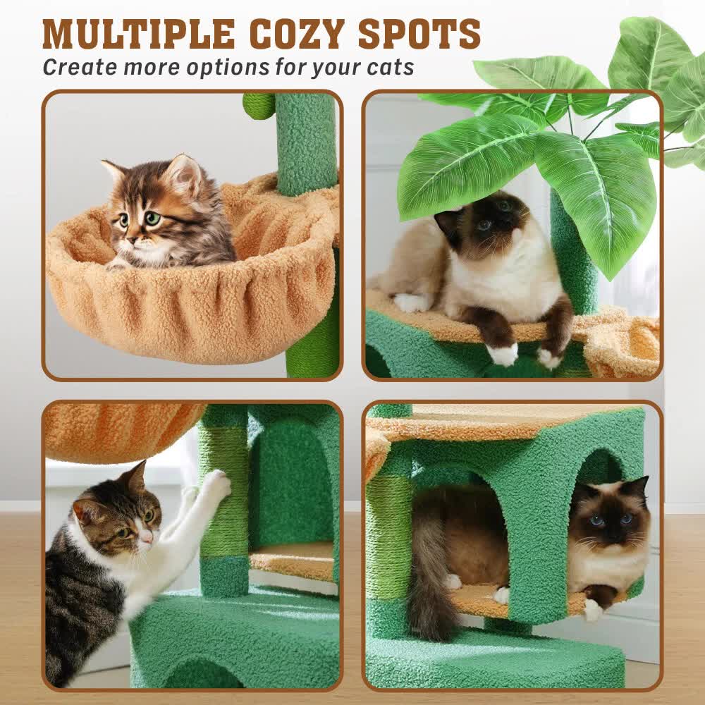 VaKa 1.1M Cat Tree Scratching Post Palm Tree Cat Post Dangling Balls Cat Toy V465-51028