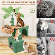 VaKa 1.1M Cat Tree Scratching Post Palm Tree Cat Post Dangling Balls Cat Toy V465-51028