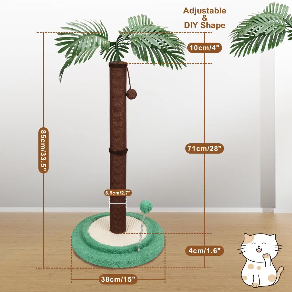 VaKa Cat Tree Scratching Post Large Palm Tree Cat Post Dangling Balls Cat Toy V465-51029