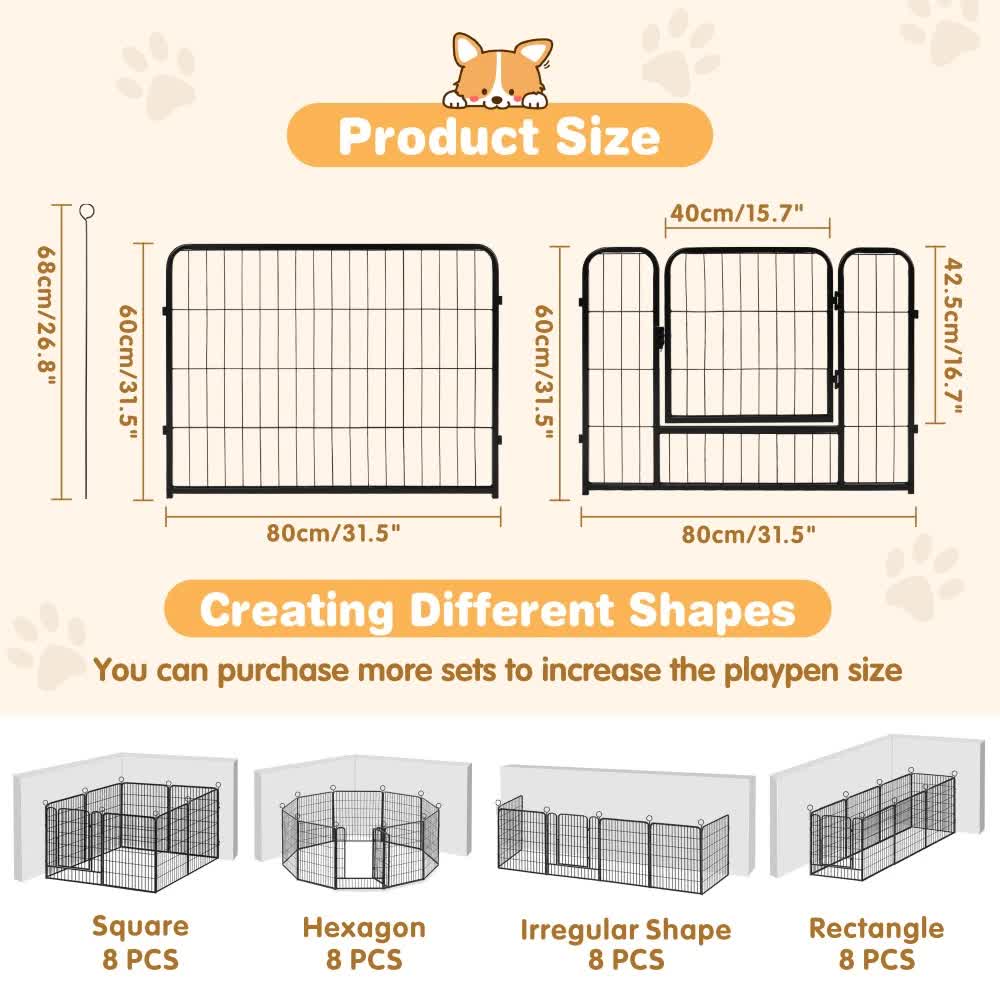 Pet Dog Playpen Puppy Exercise Cage Enclosure Fence Metal Outdoor 8 Panel V465-51030