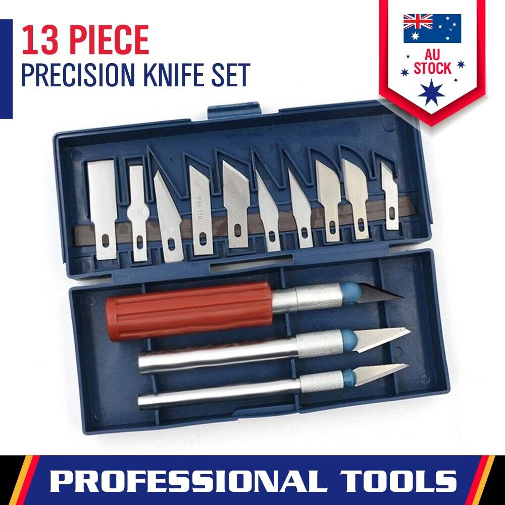 13Pc Durable Precision Knife Set Exacto Style Multi-function Hobby Knife Crafts V465-53155