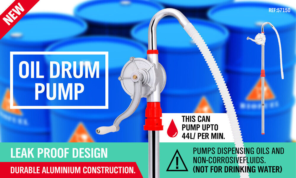 Aluminium Rotary Drum Pump Diesel Fuel Kero Oil Petrol 44 Gallon Drum Hand Pump V465-57150