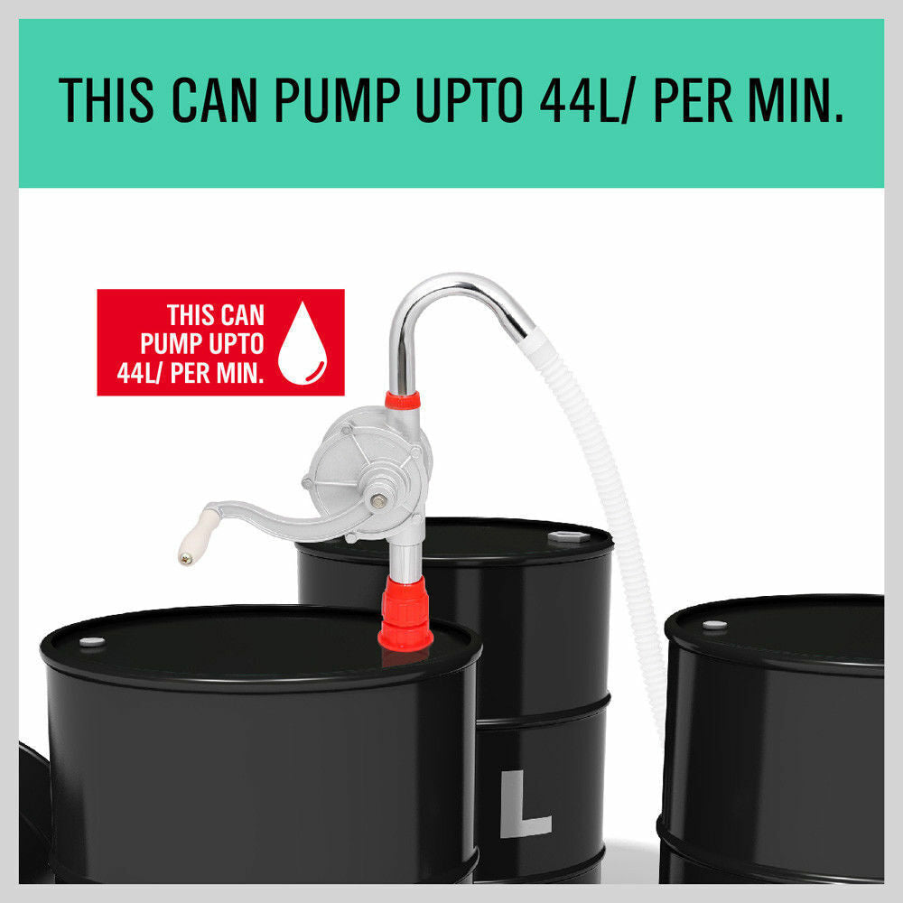 Aluminium Rotary Drum Pump Diesel Fuel Kero Oil Petrol 44 Gallon Drum Hand Pump V465-57150