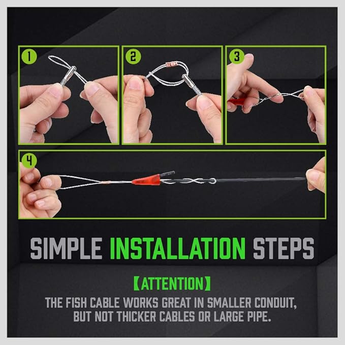 SWANLAKE 11FT/3.3M Fiberglass Running Wire, Pull Push Rod, Fish Tape Cable Coaxial Electrical Fish Tape Pull V465-66005