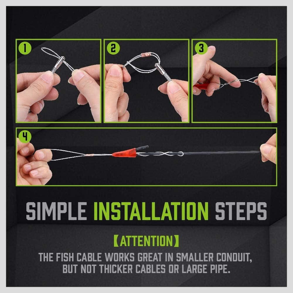 SWANLAKE 33 FT/10M Fiberglass Running Wire, Pull Push Rod, Fish Tape Cable Coaxial Electrical Fish Tape Pull V465-66006