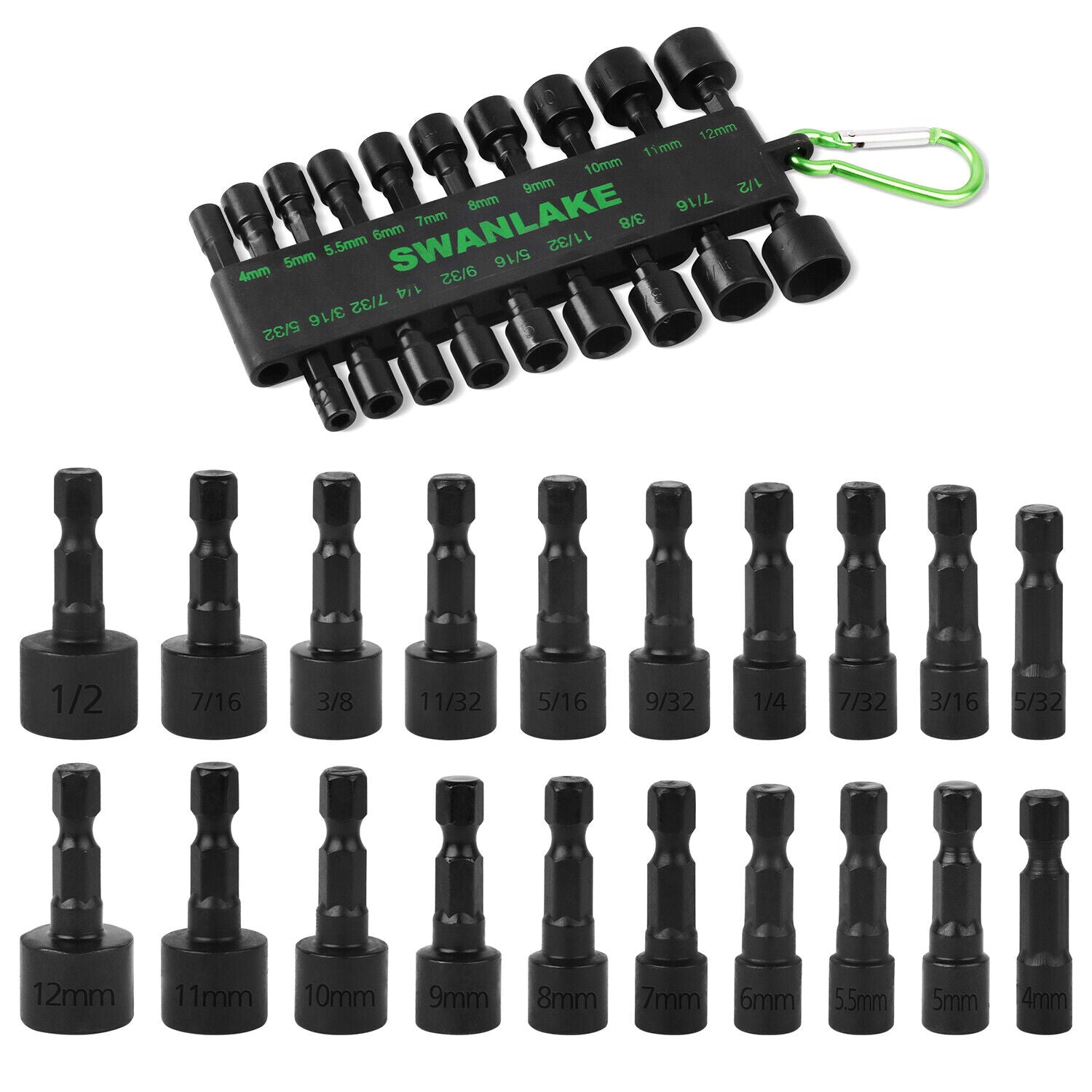 Swanlake 20Pcs Garden Tools Power Nut Driver Set Impact Drill SAE and Metric(will be no tracking) V465-66036