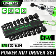 Swanlake 20Pcs Garden Tools Power Nut Driver Set Impact Drill SAE and Metric(will be no tracking) V465-66036