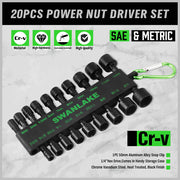 Swanlake 20Pcs Garden Tools Power Nut Driver Set Impact Drill SAE and Metric(will be no tracking) V465-66036