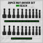 Swanlake 20Pcs Garden Tools Power Nut Driver Set Impact Drill SAE and Metric(will be no tracking) V465-66036