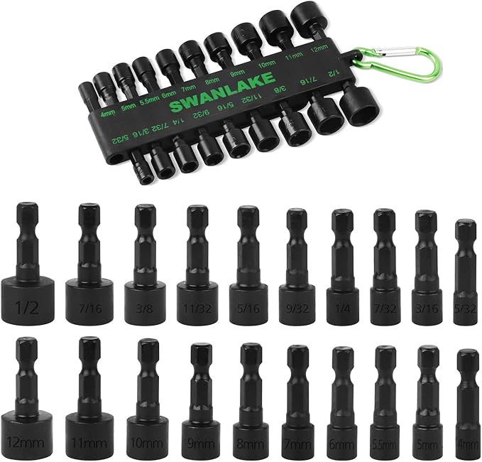 SWANLAKE GARDEN TOOLS (letter with no tracking)SWANLAKE 20PCS Power Nut Driver Set for Impact Drill, 1/4" Hex V465-66036-SW