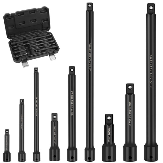 9Pcs Extension Bar Set 1/4" 3/8" 1/2" Black Drive Socket Auto Repairing V465-66039