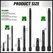 9Pcs Extension Bar Set 1/4" 3/8" 1/2" Black Drive Socket Auto Repairing V465-66039