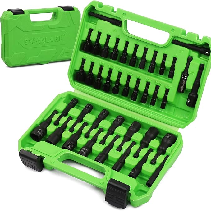 SWANLAKE SWANLAKE 39PCS Magnetic Hex Nut Driver Master Kit,1/4" Quick-Change Hex Shank, SAE & Metric Power V465-66046