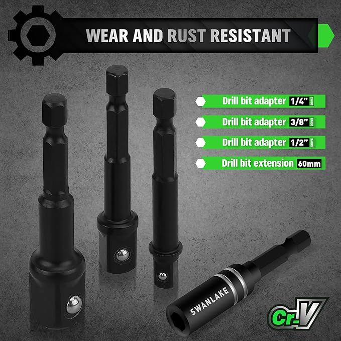 SWANLAKE SWANLAKE 39PCS Magnetic Hex Nut Driver Master Kit,1/4" Quick-Change Hex Shank, SAE & Metric Power V465-66046
