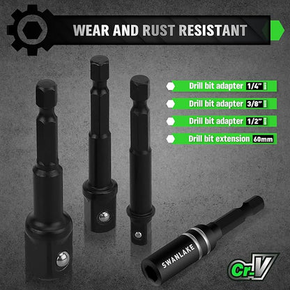 SWANLAKE SWANLAKE 39PCS Magnetic Hex Nut Driver Master Kit,1/4" Quick-Change Hex Shank, SAE & Metric Power V465-66046