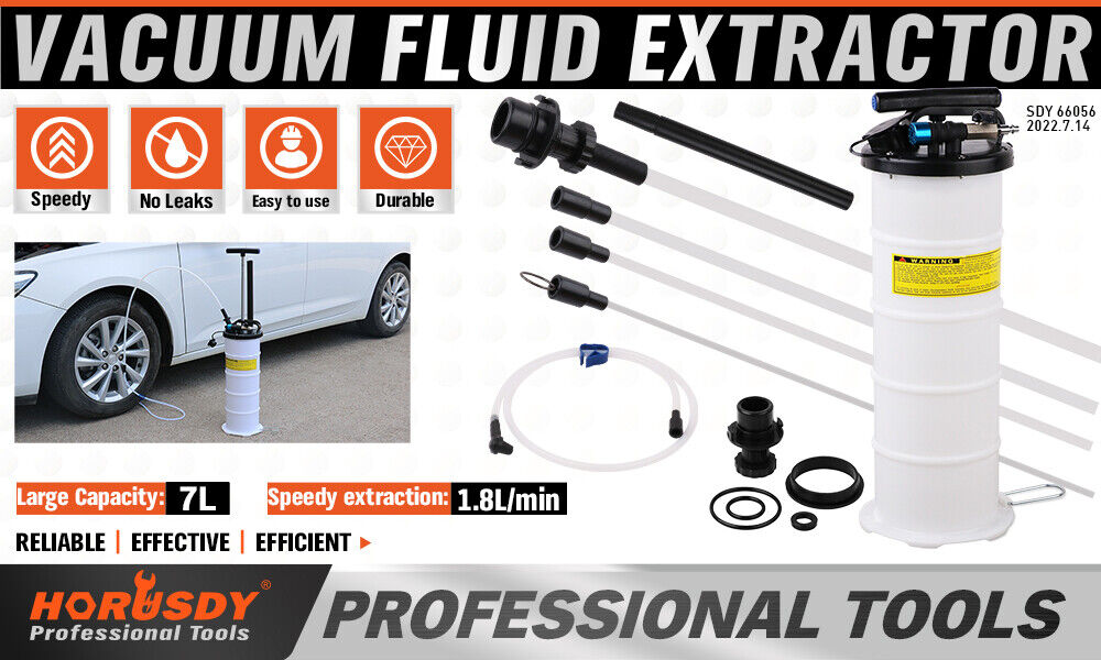 HORUSDY 7L Manual & Pneumatic Oil Extractor Waste Fluid Transfer Pump Suction V465-66056