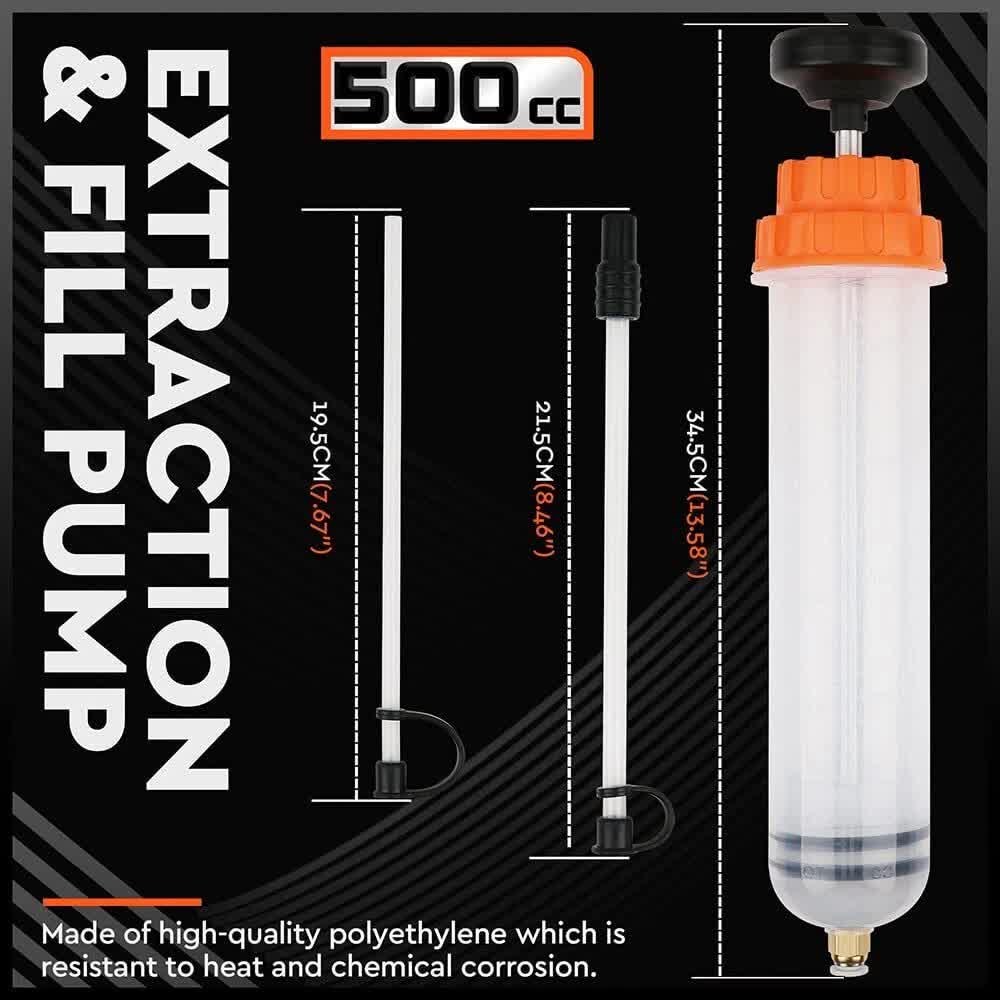 HORUSDY 500ML Oil Suction Syringe Style Manual Pump Oil Brake Fluid Extractor V465-66058