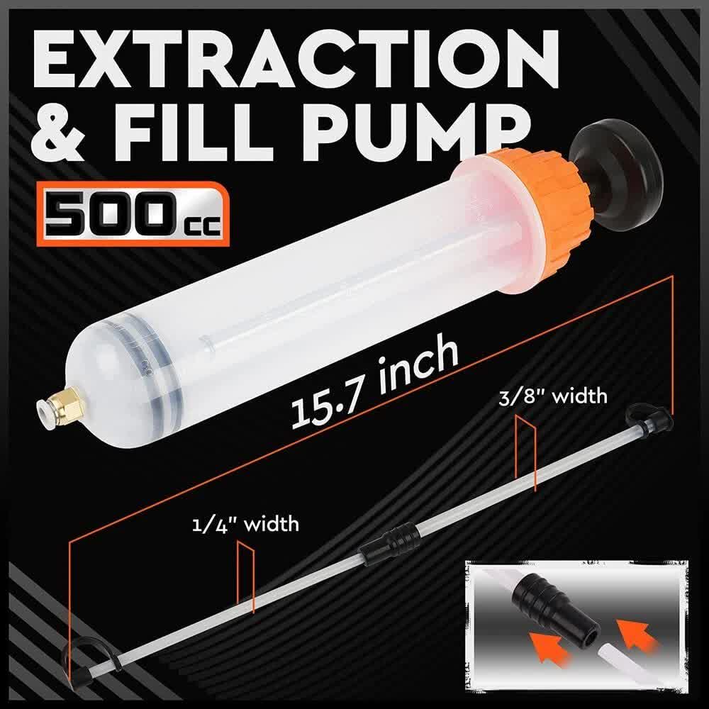HORUSDY 500ML Oil Suction Syringe Style Manual Pump Oil Brake Fluid Extractor V465-66058