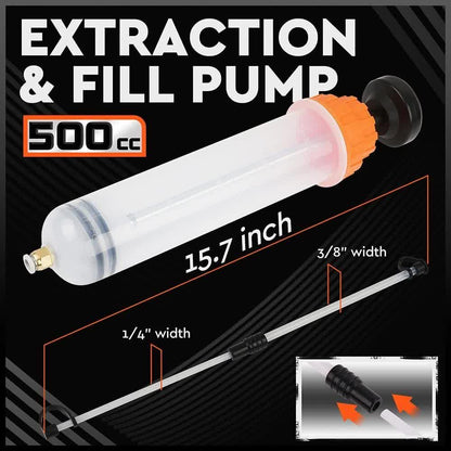 HORUSDY 500ML Oil Suction Syringe Style Manual Pump Oil Brake Fluid Extractor V465-66058