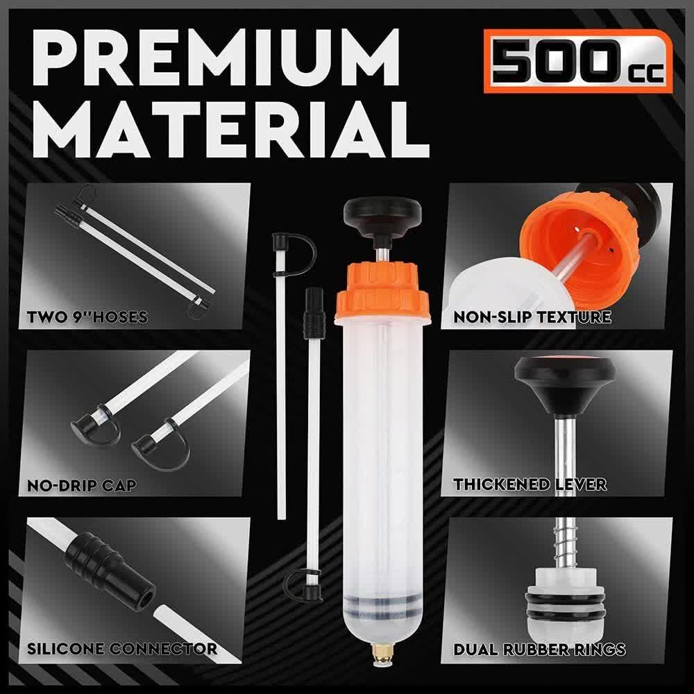 HORUSDY 500ML Oil Suction Syringe Style Manual Pump Oil Brake Fluid Extractor V465-66058