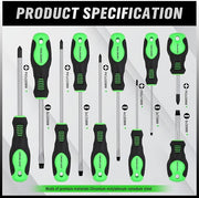 SWANLAKE 11PCS Screwdriver Set, Magnetic 5 Phillips and 5 Flat Head Tips for Fastening and Loosening Seized V465-66067