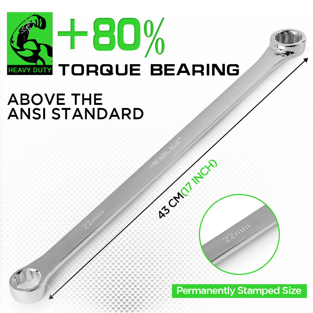 8PC Aviation Spanner Set Extra Long Wrench Double Ring CRV With Bag 8-24mm V465-66104
