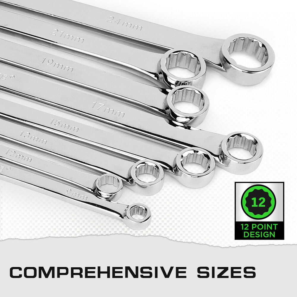 8PC Aviation Spanner Set Extra Long Wrench Double Ring CRV With Bag 8-24mm V465-66104
