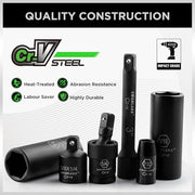 SWANLAKE 1/4" Drive Impact Socket Set, 56-Piece Standard SAE (5/32 to 9/16 inch) and Metric (4-15mm) Size, 6 V465-66107