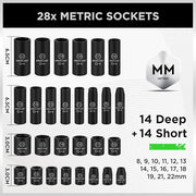 SWANLAKE 3/8" Drive Impact Socket Set, 50-Piece Standard SAE (5/16 to 3/4 inch) and Metric (8-22mm) Size, 6 V465-66108