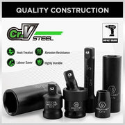 SWANLAKE 3/8" Drive Impact Socket Set, 50-Piece Standard SAE (5/16 to 3/4 inch) and Metric (8-22mm) Size, 6 V465-66108