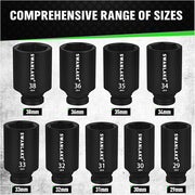 SWANLAKE 9-Piece 1/2" Drive Jumbo Impact Socket Set, Metric 29mm-38mm Large Socksts Spindle Axle Nut Impact V465-66118