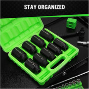 SWANLAKE 9-Piece 1/2" Drive Jumbo Impact Socket Set, Metric 29mm-38mm Large Socksts Spindle Axle Nut Impact V465-66118