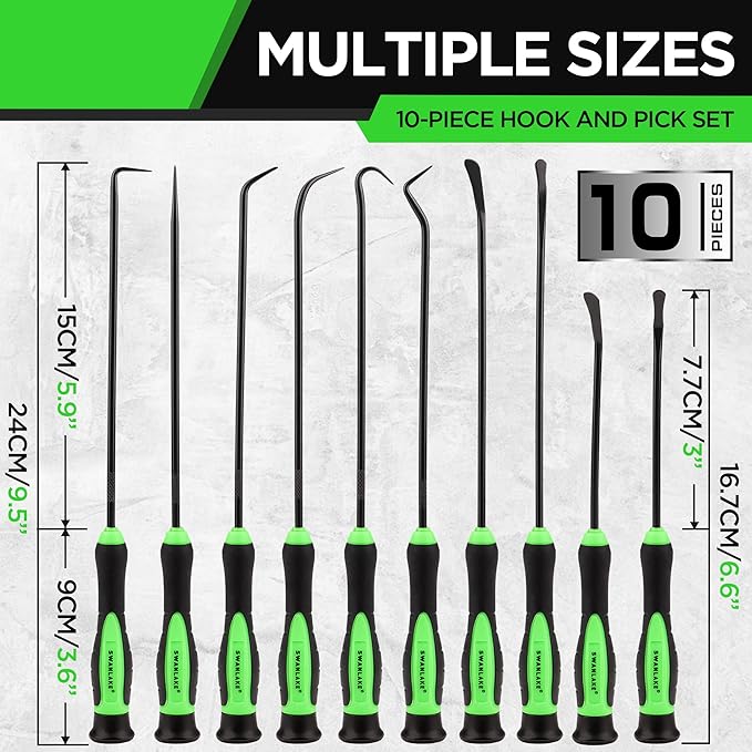 SWANLAKE 10-Piece Pick and Hook Set, Pick Tool Set for Car Auto Oil Seal/O-Ring Seal Gasket Pick Mini Hooks V465-66119