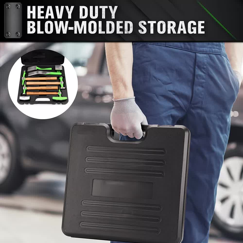 9-Piece Garden Tools Auto Body Hammer Dolly Set Car Body Dent Repair Tool Case V465-66132