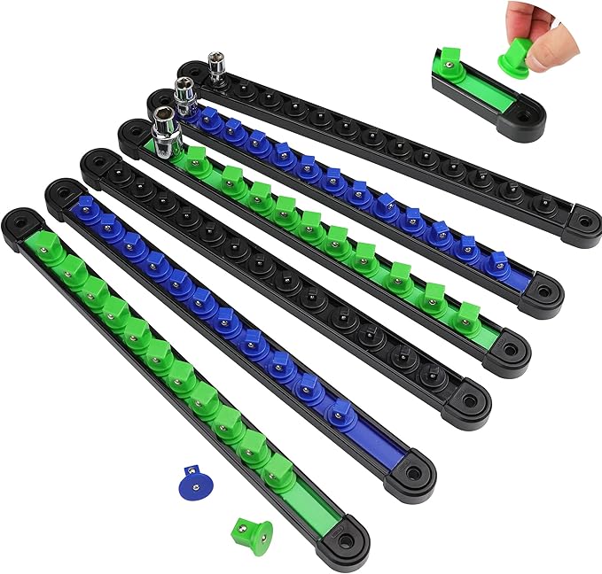 SWANLAKE 6-Piece Swivel Socket Organiser Set, 1/4-Inch x 26 Clips, 3/8-Inch x 26 Clips, 1/2-Inch x 22 Clips, V465-66138