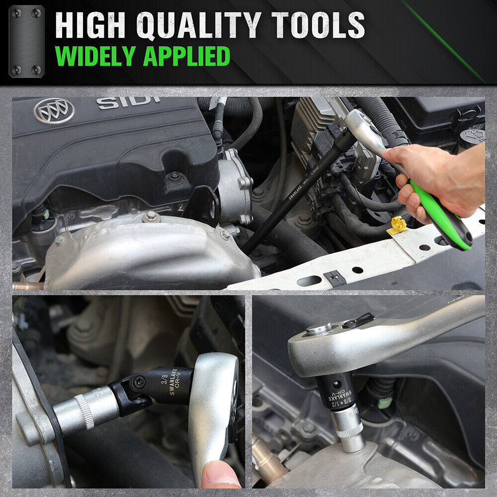 SWANLAKE 18Pcs Drive Tool Accessory Set Extension Bars Impact Universal Joint V465-66145