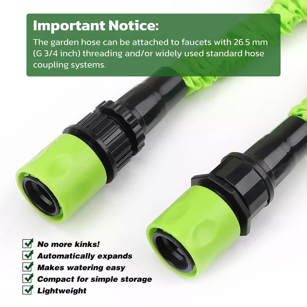 25FT Water Garden Hose Flexible Expandable Pipe Car Wash W/ Spray Nozzle Gun V465-66154