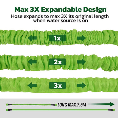 25FT Water Garden Hose Flexible Expandable Pipe Car Wash W/ Spray Nozzle Gun V465-66154
