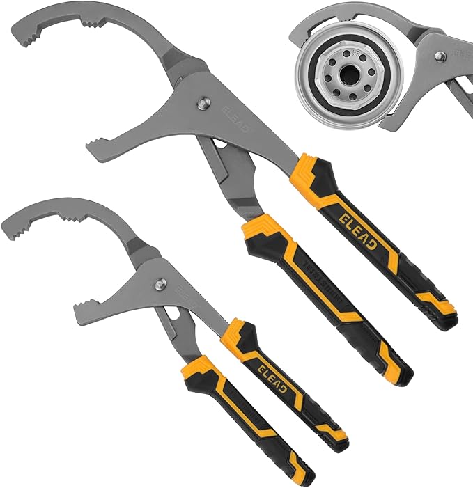 Adjustable Oil Filter Wrench Set - 9" & 12" Pliers for Cars, Trucks, Motorcycles - Durable Carbon Steel, V465-70022