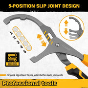 Adjustable Oil Filter Wrench Set - 9" & 12" Pliers for Cars, Trucks, Motorcycles - Durable Carbon Steel, V465-70022