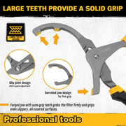 Adjustable Oil Filter Wrench Set - 9" & 12" Pliers for Cars, Trucks, Motorcycles - Durable Carbon Steel, V465-70022