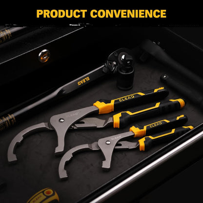 Adjustable Oil Filter Wrench Set - 9" & 12" Pliers for Cars, Trucks, Motorcycles - Durable Carbon Steel, V465-70022