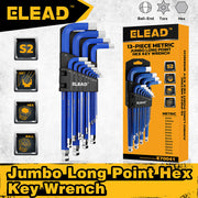 ELEAD 13Pc Extra Large Hex Key Set Long Allen Key Wrench Ball End Metric 2-19mm V465-70041