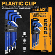 ELEAD Jumbo Hex Key Allen Wrench Set | 13-Piece Metric 2-19mm | Long Ball End Durable CR-V | Automotive | V465-70041-ELD
