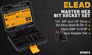 16Pc SAE Hex Bit Impact Socket Set 5/64"-9/16" Allen Socket Set Socket Adapter V465-70072