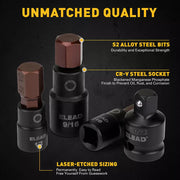 16Pc SAE Hex Bit Impact Socket Set 5/64"-9/16" Allen Socket Set Socket Adapter V465-70072