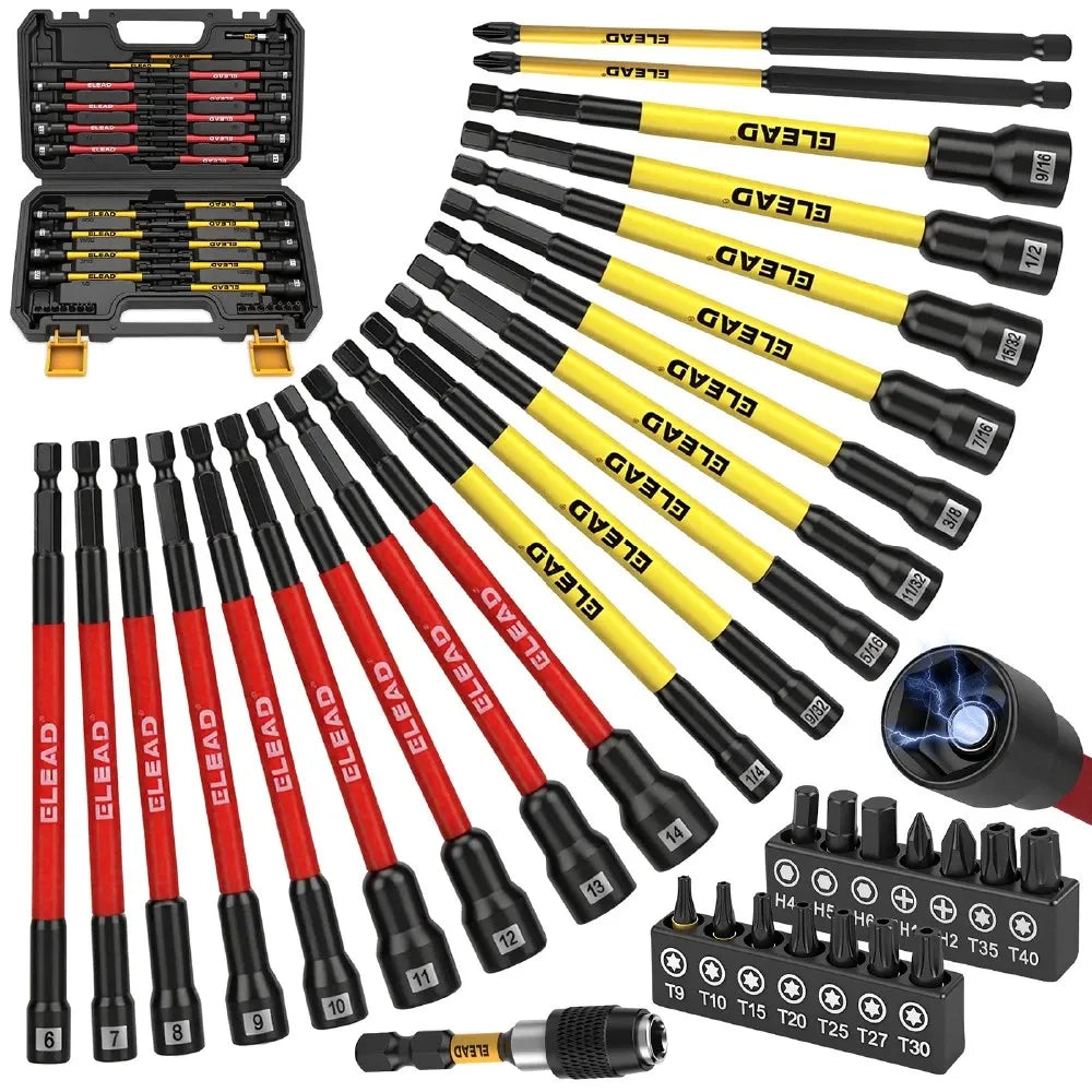 35Pcs Long Magnetic Nut Driver Bit Set Nut Driver Metric & SAE Screwdriver Bits V465-70136-AU