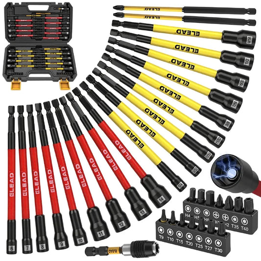 35Pcs Long Magnetic Nut Driver Bit Set Nut Driver Metric & SAE Screwdriver Bits V465-70136-AU