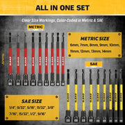 35Pcs Long Magnetic Nut Driver Bit Set Nut Driver Metric & SAE Screwdriver Bits V465-70136-AU